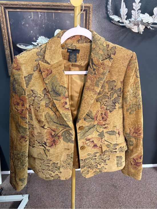 Grace Elements Jackets & Blazers - Grace Elements Floral Tapestry Jacket in Mustard
